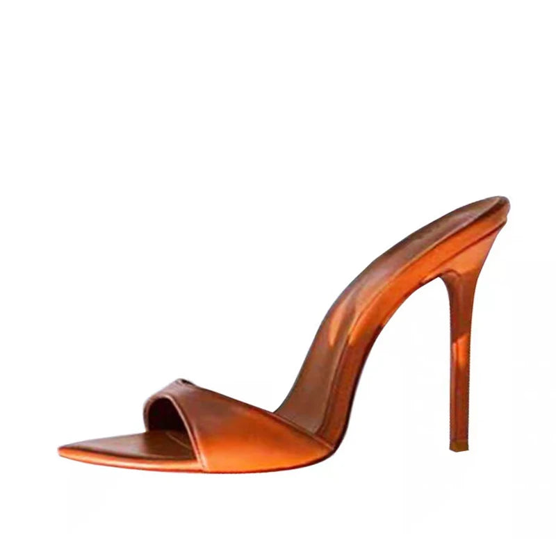 Sexy matte women's slippers pointed toe 12cm high heels slip on outdoor sexy party shoes