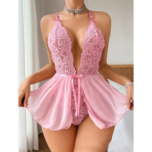 Lace Transparent Underwear Brief Sets Thin Sexy Erotic Bodysuit Hot Lingerie Woman