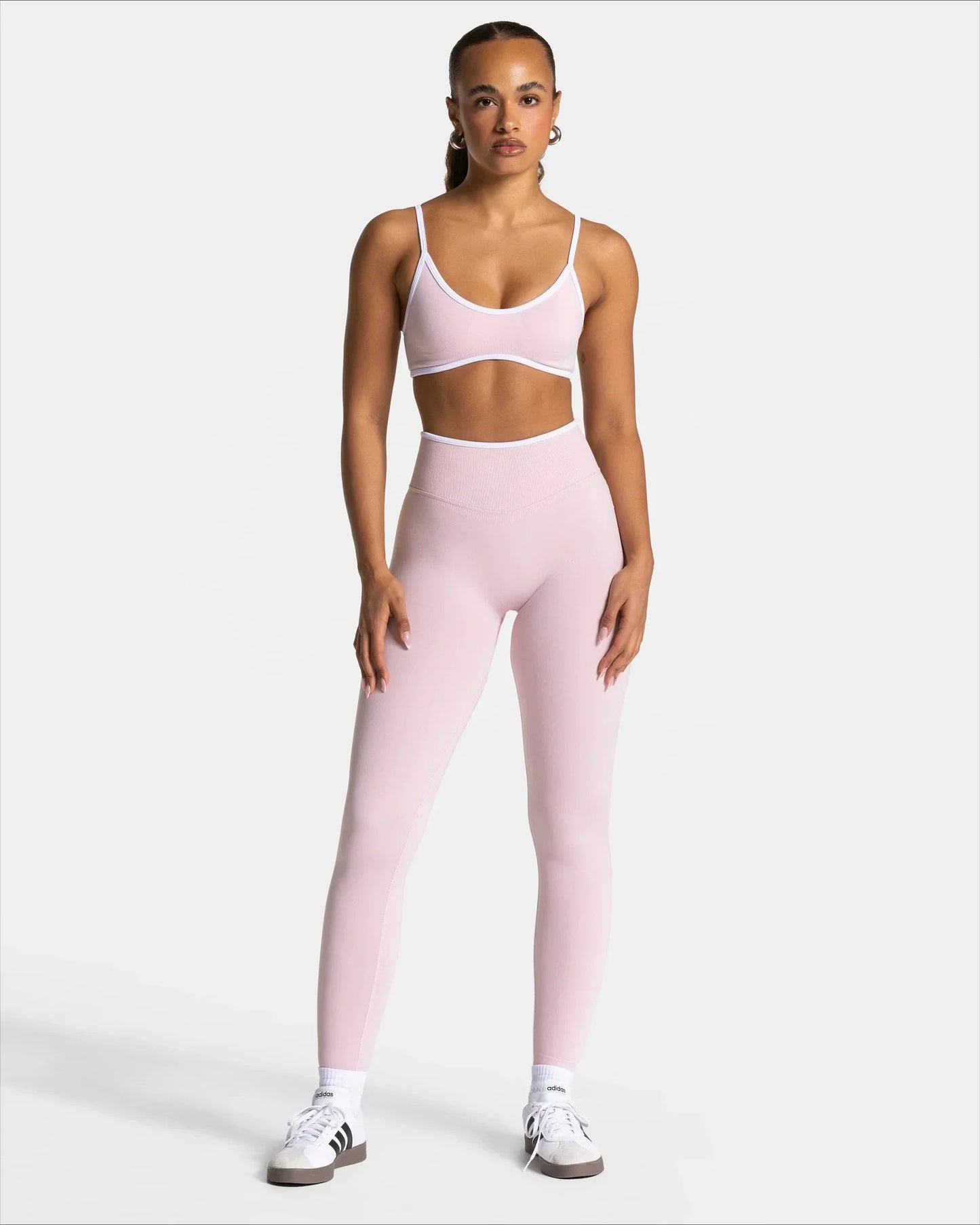 Women's Seamless Gym Solid Color Sports Pants White Edge Waist Tight High Waist