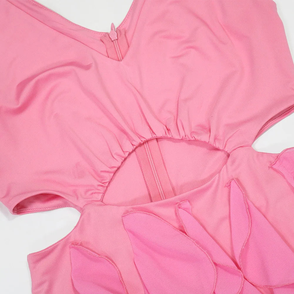 Summer New Sexy Hollow Out Bodycon Long Dress Women Deep V-neck Tassel