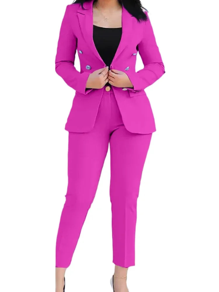Blazer Sets Women 2 Piece Outfits Office Ladies Blazer And Trousers For Work Wear