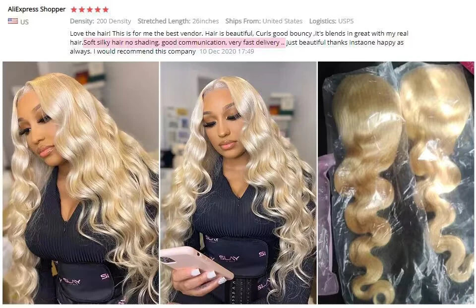 Blonde Body Wave Lace Front Wig HD Transparent 13x4 13x6 Frontal Human Hair 613 Pre Plucked Full Frontal Wigs 200% 40 46 Inch