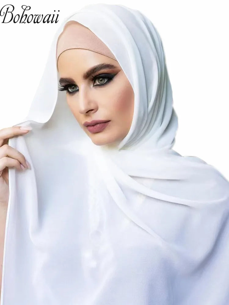 Clearance_Classic Muslim Girl Chiffon Hijab Scarf Women Long Head Wrap For Women Wedding Hijabs Scarves Veil 180*70cm Headscarf_