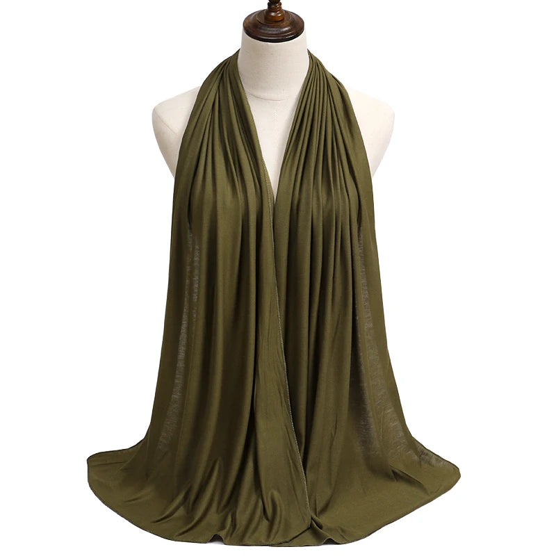 28Color Modal Cotton Jersey Hijab Scarf Ramadan Long Muslim Shawl Plain Solid Soft Turban Wraps For Women Headband