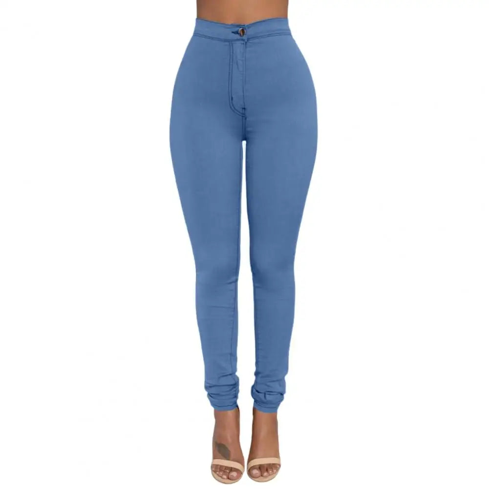 Pencil Pants Stretchy Button Zipper Access Control Lady Pants