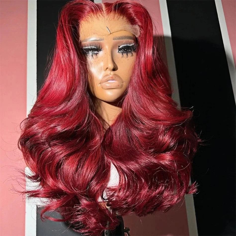 13x6 Hd Lace Front Human Hair Wig 99J Burgundy Preplucked Hd Transparent 13x4 Body Wave Human Hair Lace Frontal Wigs for Women