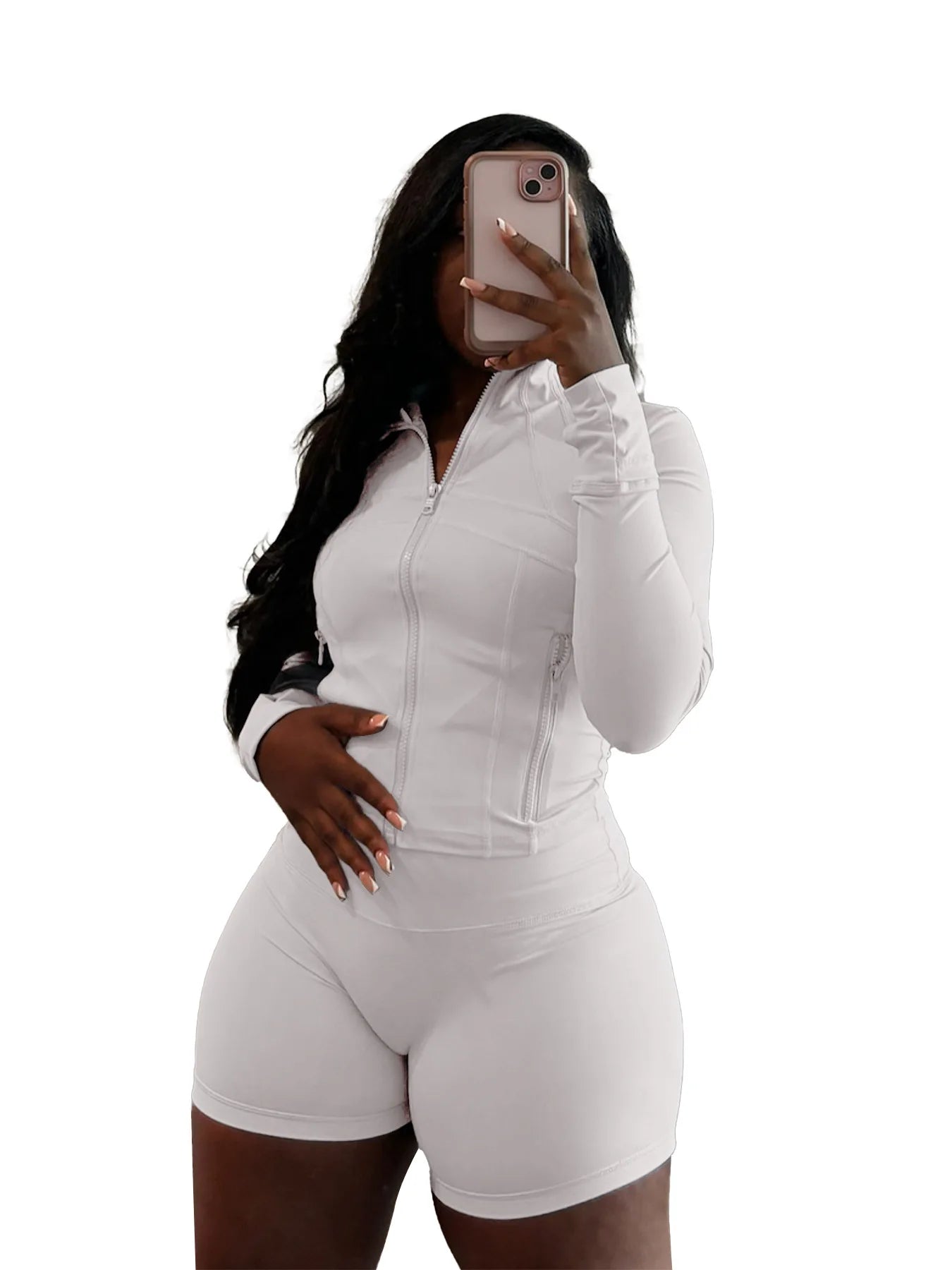 Bodycon Zipper Crop Top Women Tracksuits Sets+Trousers Women Black Gray 2 Two Pieces Matching Leggings Shorts Suits