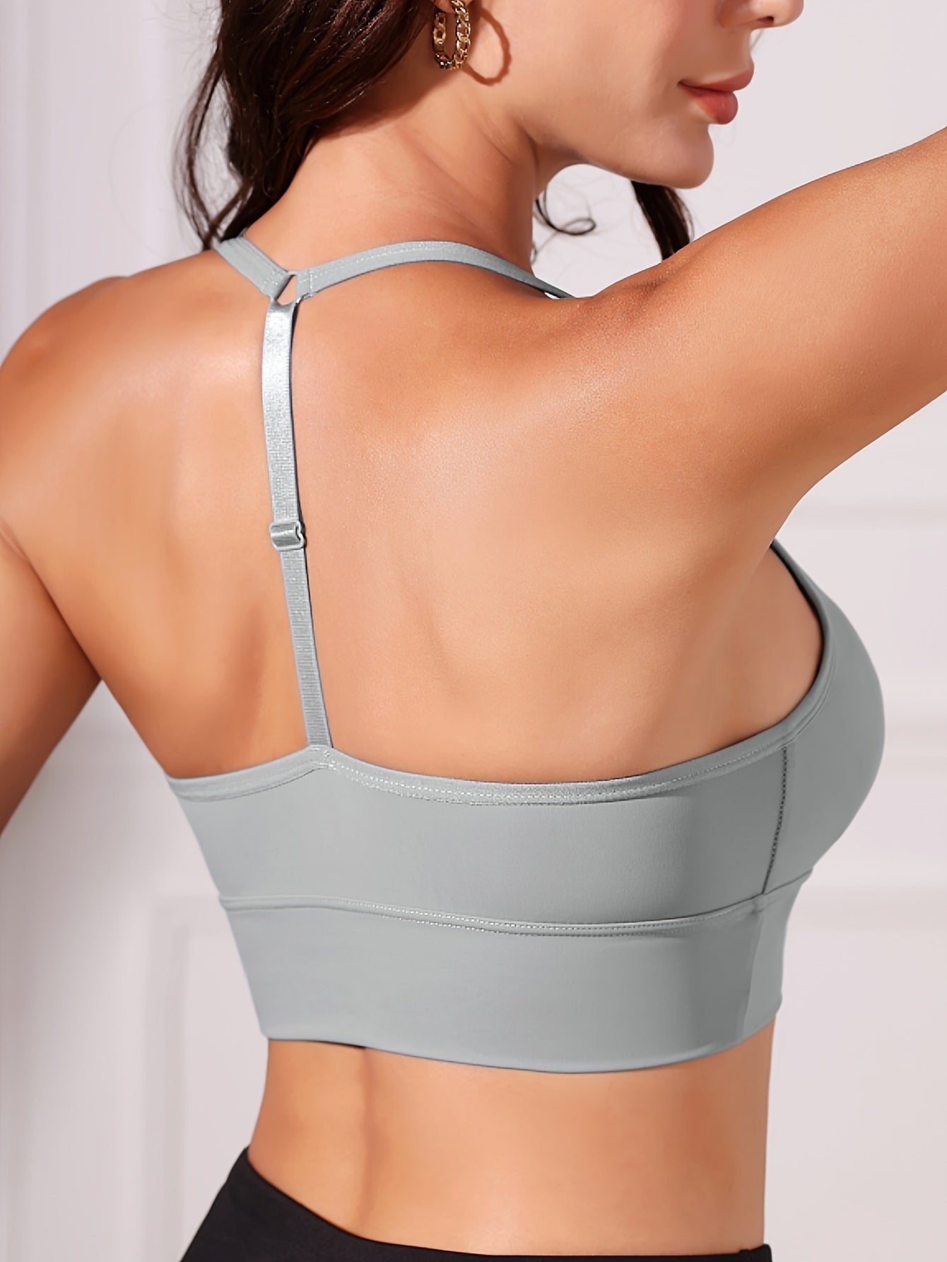 Seamless Halter Sports Bra, Comfy Yoga Fitness Adjustable Bra, Women's Lingerie & Underwear