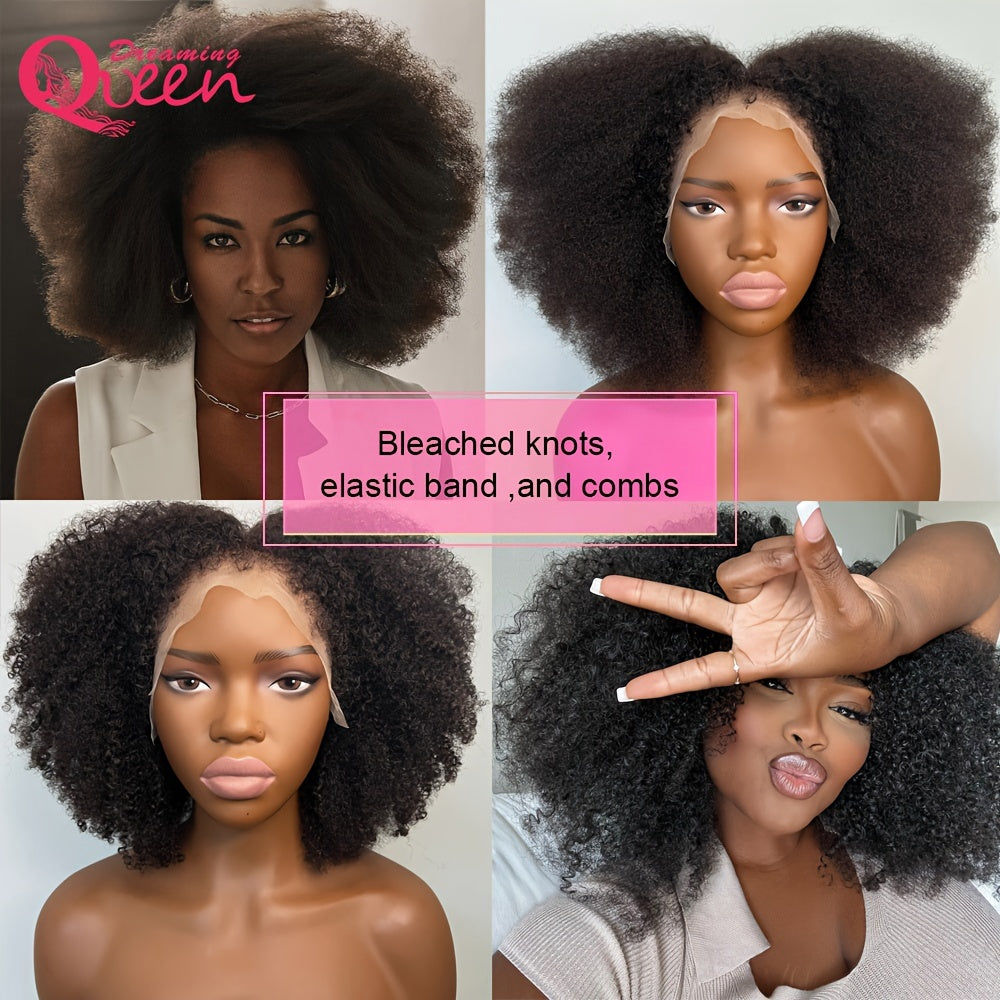 180% Density Afro Kinky Curly Lace Wig - Lace Wigs With 4B Hairline, Transparent HD Lace, Preplucked Mongolian Hair, 13x4 Lace Frontal, Kinky Edges, Real Natural Hairline, Fluffy Hair For Women - Lena & Miles Exquisite Boutique LLC.