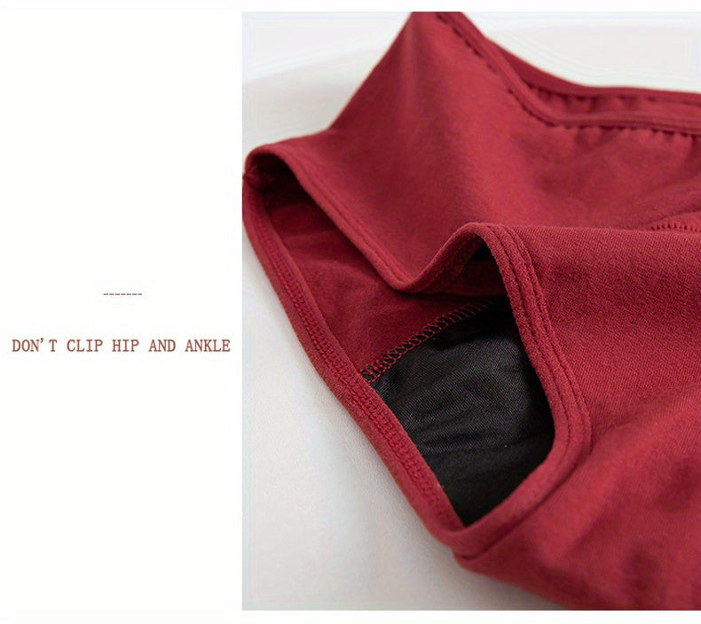 10 Pcs Comfy High Support Mid Rise Period Panties - Breathable Cotton Lingerie with Polyester Lining for Comfortable Wear - Full Coverage, Simple Solid Color Design, Anti-Leak Protection - Lena & Miles Exquisite Boutique LLC.