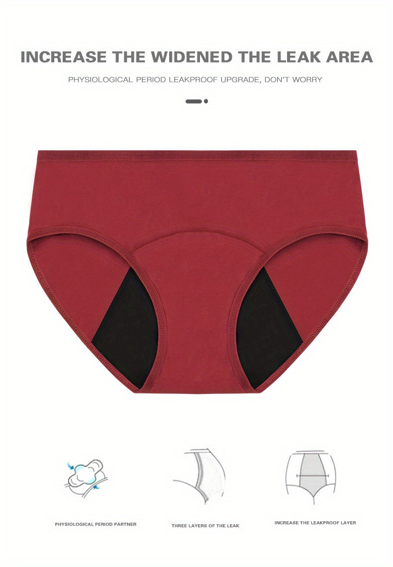 3pcs Simple Period Panties, Comfort Mid-high Waist Physiological Briefs, Breathable Postpartum Panty, Menstruation Panties, Women's Underwear & Lingerie - Lena & Miles Exquisite Boutique LLC.
