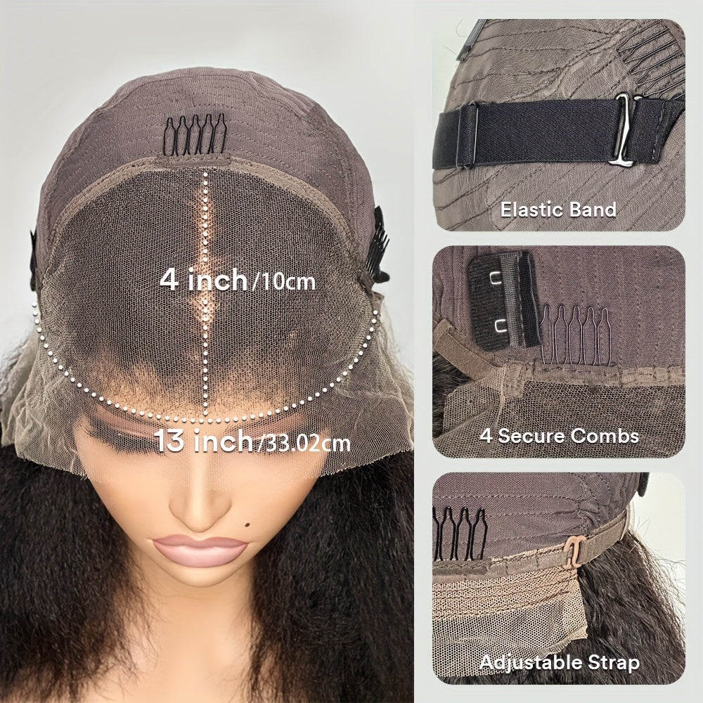 180% Density Afro Kinky Curly Lace Wig - Lace Wigs With 4B Hairline, Transparent HD Lace, Preplucked Mongolian Hair, 13x4 Lace Frontal, Kinky Edges, Real Natural Hairline, Fluffy Hair For Women - Lena & Miles Exquisite Boutique LLC.
