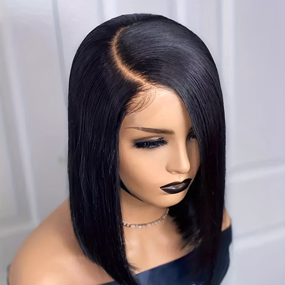 180% 4x4 Human Hair Wig Straight Bob Wig Human Hair Lace Front Wigs 180 Density 4x4 HD Transparent Lace Closure Bob Wig Brazilian Virgin Human Hair Pre Plucked Short Bob Wigs Straight Hair Natural Color - Lena & Miles Exquisite Boutique LLC.