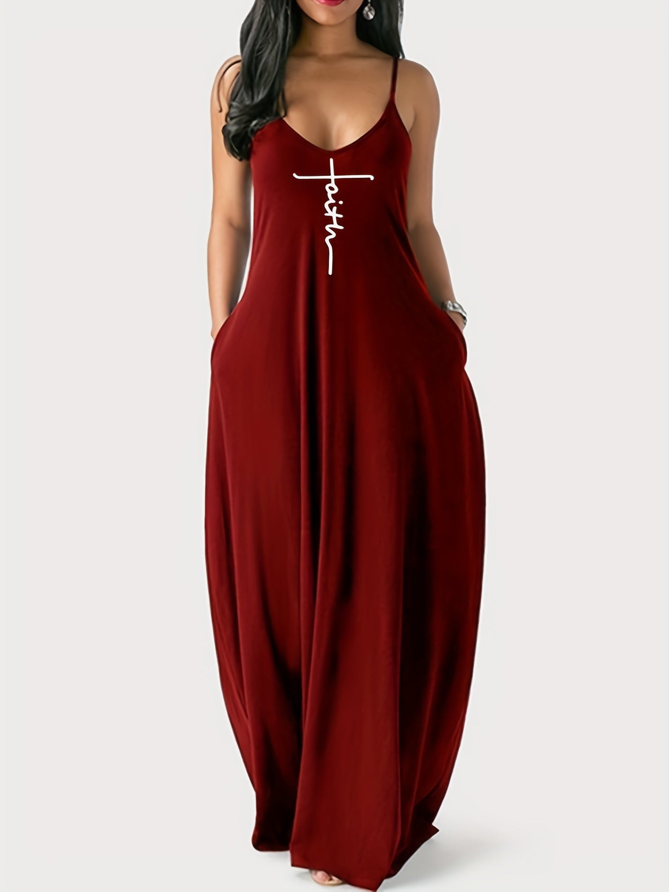 [Spaghetti Strap Solid Dresses] Slim-Fit Long Dresses for Women - Solid Colors and Patterns with Spaghetti Straps