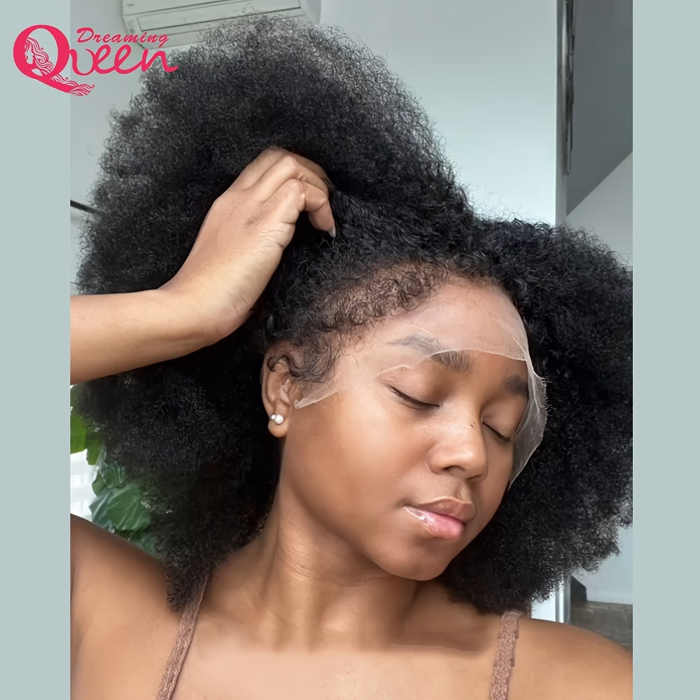 180% Density Afro Kinky Curly Lace Wig - Lace Wigs With 4B Hairline, Transparent HD Lace, Preplucked Mongolian Hair, 13x4 Lace Frontal, Kinky Edges, Real Natural Hairline, Fluffy Hair For Women - Lena & Miles Exquisite Boutique LLC.