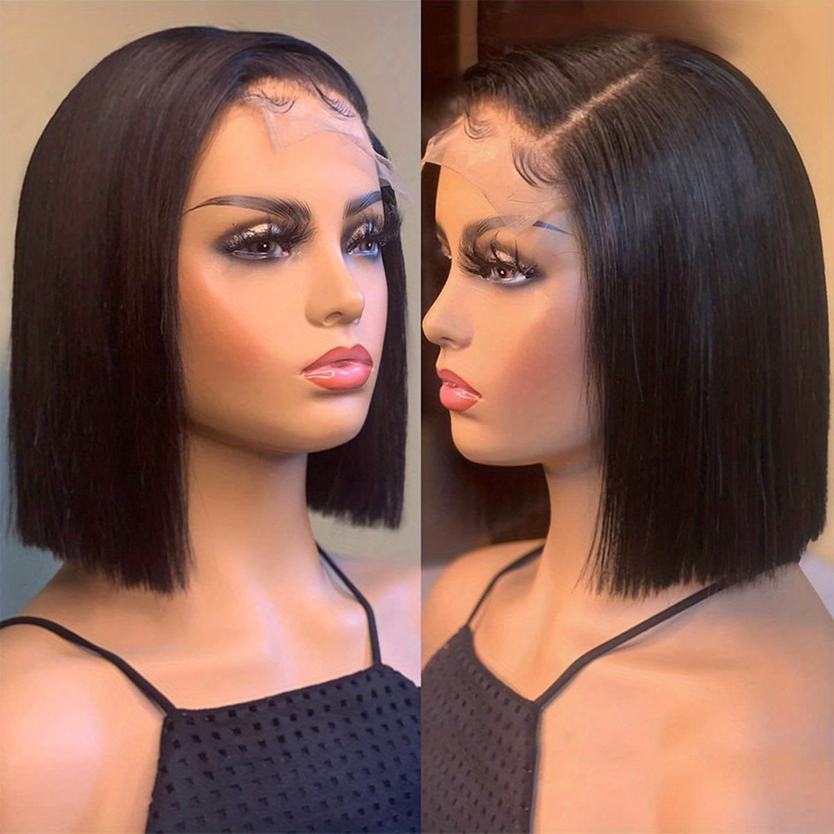 180% 4x4 Human Hair Wig Straight Bob Wig Human Hair Lace Front Wigs 180 Density 4x4 HD Transparent Lace Closure Bob Wig Brazilian Virgin Human Hair Pre Plucked Short Bob Wigs Straight Hair Natural Color - Lena & Miles Exquisite Boutique LLC.