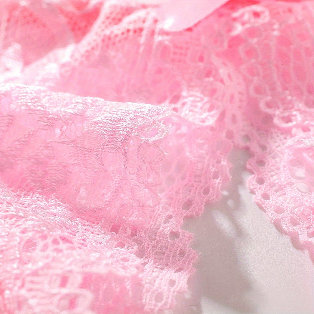 1/6 pcs Exquisite Floral Lace Mesh Thongs - Hollow Out Open Crotch Design, Breathable, Comfortable, Sexy Women's Lingerie & Underwear for Romantic Nights - Soft, Stretchy, and Delicate Fabric