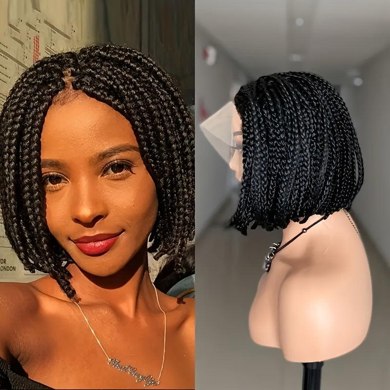 12 Inch Short Kinky Twist Braided Wigs For Women Heat Resistant Crochet Box Braided Wigs African Synthetic Braiding Hair Wigs - Lena & Miles Exquisite Boutique LLC.