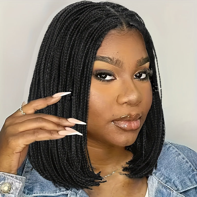 12 Inch Short Kinky Twist Braided Wigs For Women Heat Resistant Crochet Box Braided Wigs African Synthetic Braiding Hair Wigs - Lena & Miles Exquisite Boutique LLC.