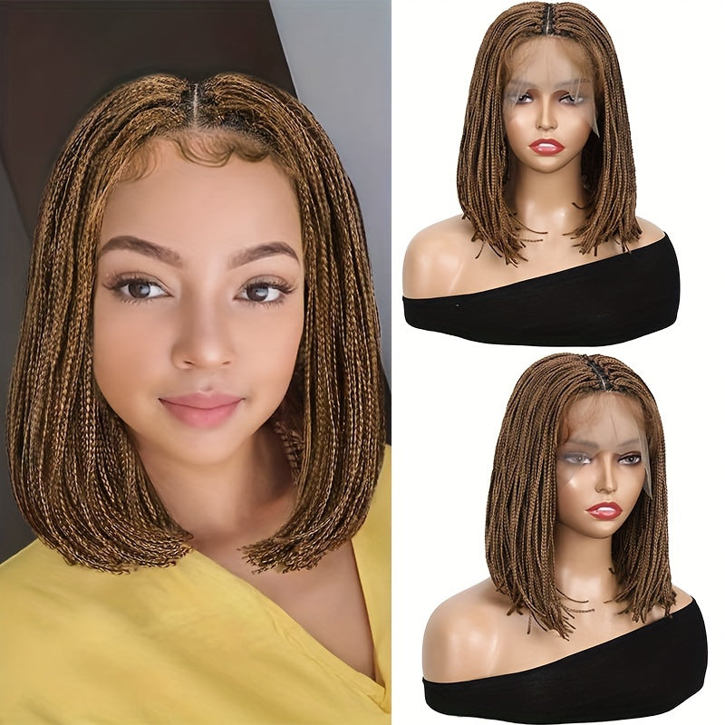 12 Inch Short Kinky Twist Braided Wigs For Women Heat Resistant Crochet Box Braided Wigs African Synthetic Braiding Hair Wigs - Lena & Miles Exquisite Boutique LLC.