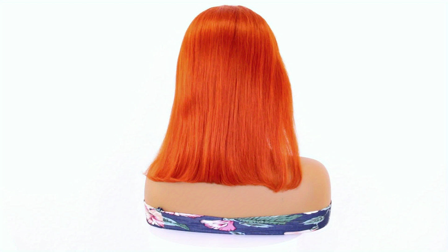 180% 13x4 Human Hair Wig Orange Bob Wig Human Hair 13x4 HD Lace Front Wigs Short Bob Lace Frontal Wigs Pre Plucked With Baby Hair Glueless For Women - Lena & Miles Exquisite Boutique LLC.