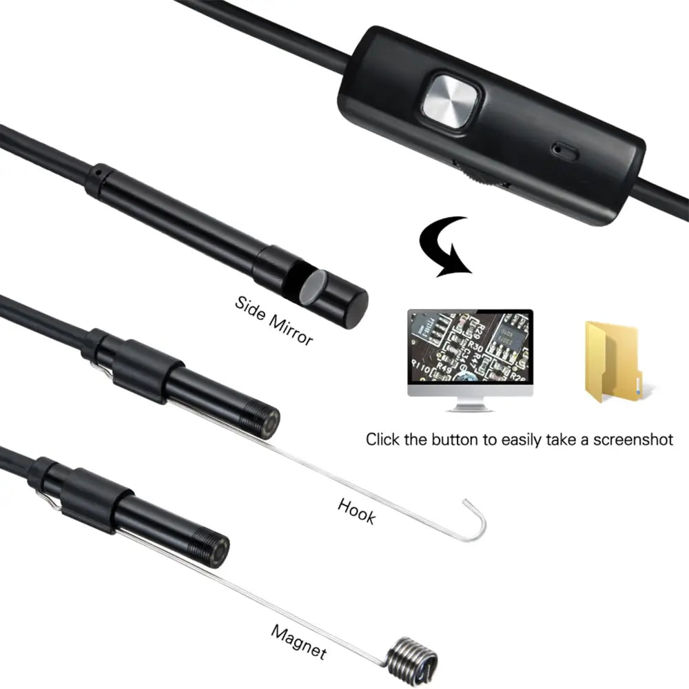 7.0MM TYPE-C Endoscope Camera IP67 Waterproof 6 LEDs Adjustable USB Android Flexible Inspection Borescope Cameras for Phone PC - Lena & Miles Exquisite Boutique LLC.