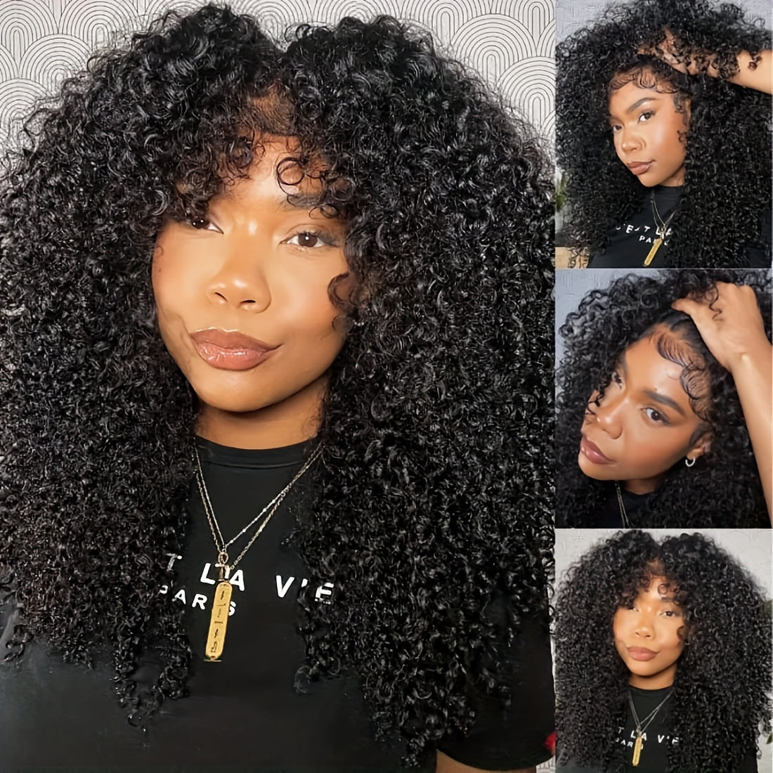 180% Density Super Curl 4C Human Hair Wigs - Glueless HD Lace Front with Natural 4*4 Closure - Luscious Tight Curls for Womens Fashionable Glam - Lena & Miles Exquisite Boutique LLC.