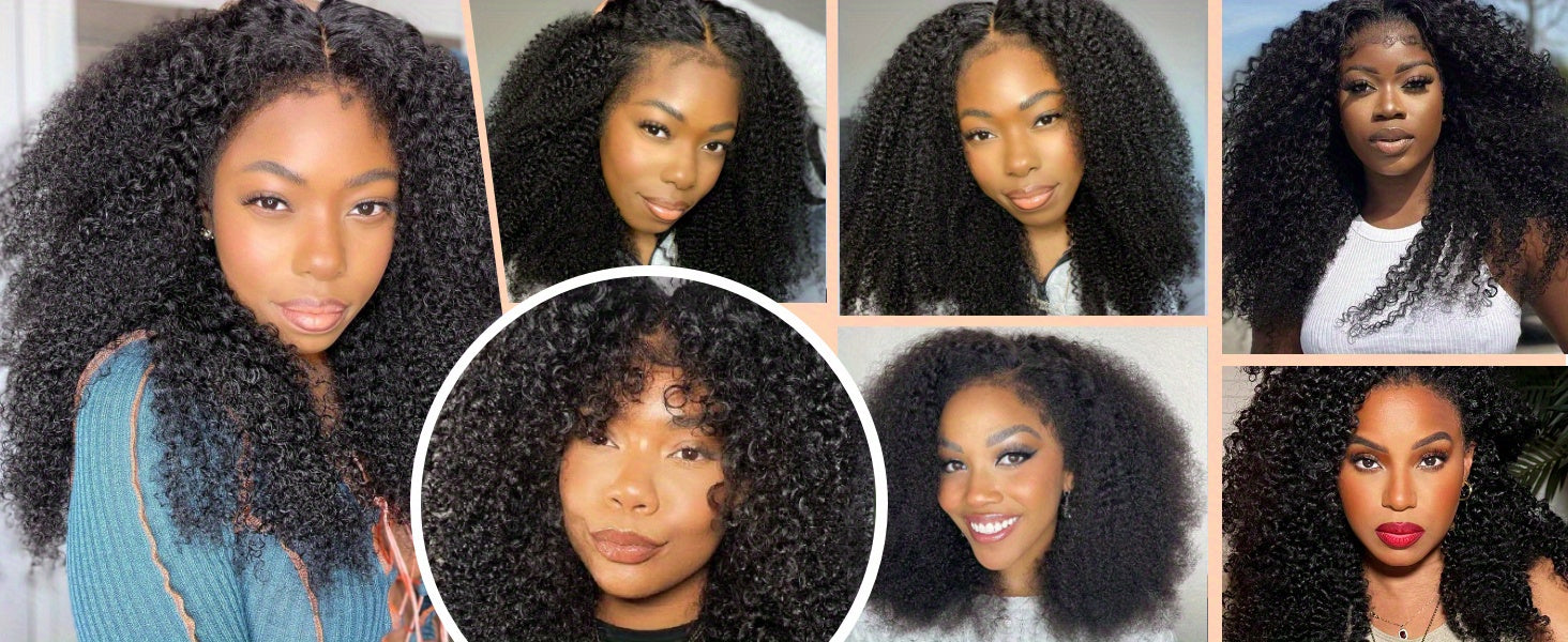 180% Density Super Curl 4C Human Hair Wigs - Glueless HD Lace Front with Natural 4*4 Closure - Luscious Tight Curls for Womens Fashionable Glam - Lena & Miles Exquisite Boutique LLC.