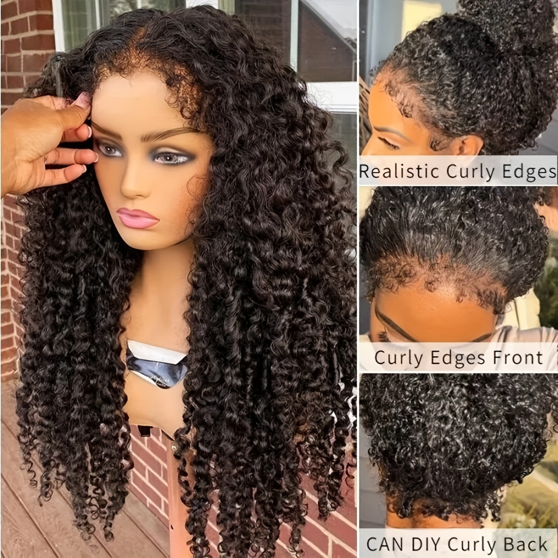 180% Density Super Curl 4C Human Hair Wigs - Glueless HD Lace Front with Natural 4*4 Closure - Luscious Tight Curls for Womens Fashionable Glam - Lena & Miles Exquisite Boutique LLC.