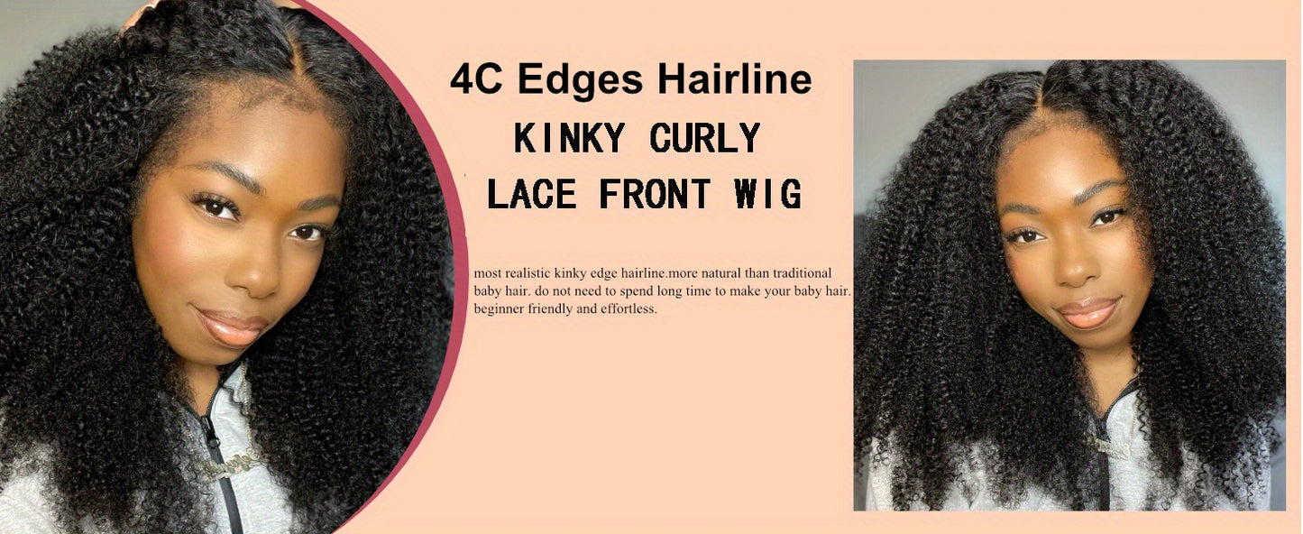 180% Density Super Curl 4C Human Hair Wigs - Glueless HD Lace Front with Natural 4*4 Closure - Luscious Tight Curls for Womens Fashionable Glam - Lena & Miles Exquisite Boutique LLC.