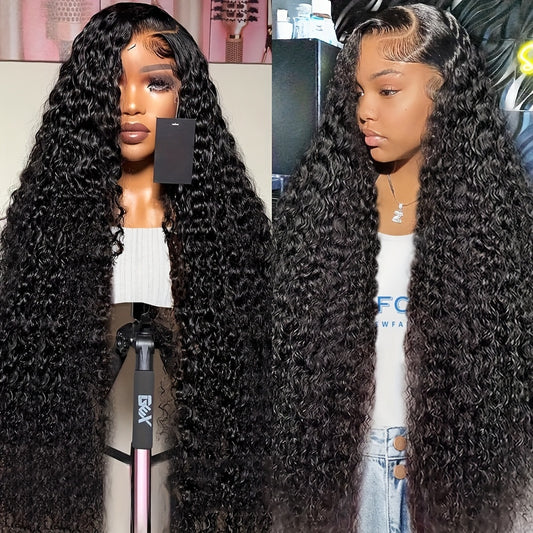 200% Density 13x6 Deep Wave Lace Front Wigs Human Hair 13x6 HD Lace Deep Curly Glueless Frontal Wigs Human Hair Pre Plucked For Women - Lena & Miles Exquisite Boutique LLC.