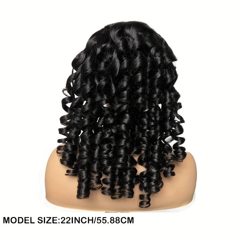 180% Density Bouncy Curly Human Hair Wigs 13x4n Virgin Spiral Curls wig Lace Frontal Human Hair Wigs For Black Women - Lena & Miles Exquisite Boutique LLC.