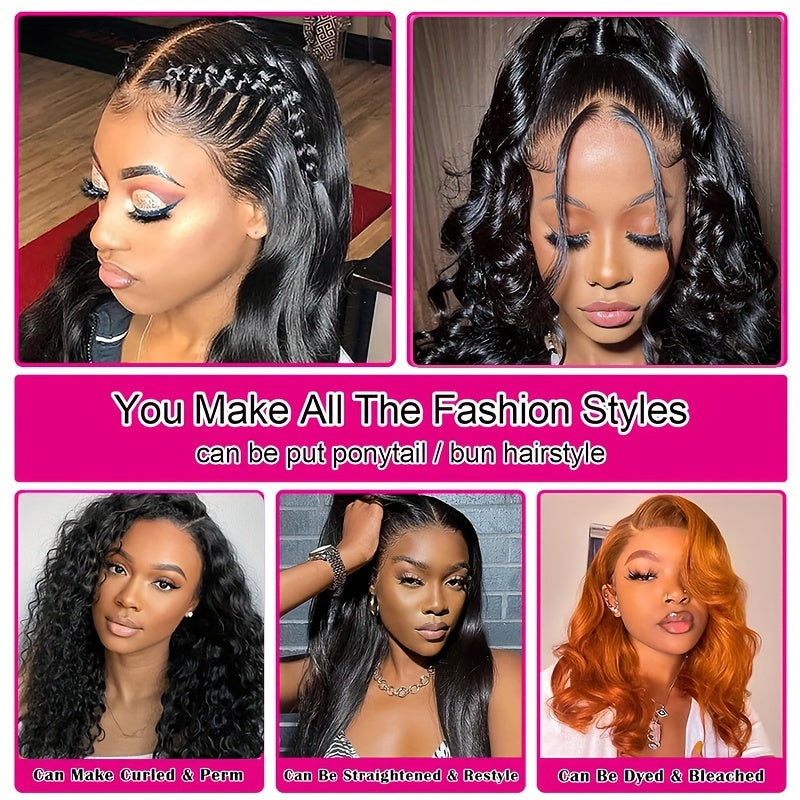 180% Density Human Hair Body Wave Wigs - Ultra-Realistic 13x6 Lace Front - Pre-Plucked, Glueless Design with Baby Hair - HD Transparent Lace Frontal - Luxurious Natural Black Color - Lena & Miles Exquisite Boutique LLC.