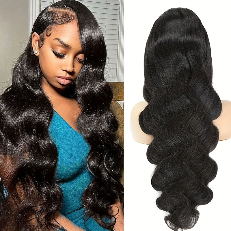 180% Density Human Hair Body Wave Wigs - Ultra-Realistic 13x6 Lace Front - Pre-Plucked, Glueless Design with Baby Hair - HD Transparent Lace Frontal - Luxurious Natural Black Color - Lena & Miles Exquisite Boutique LLC.