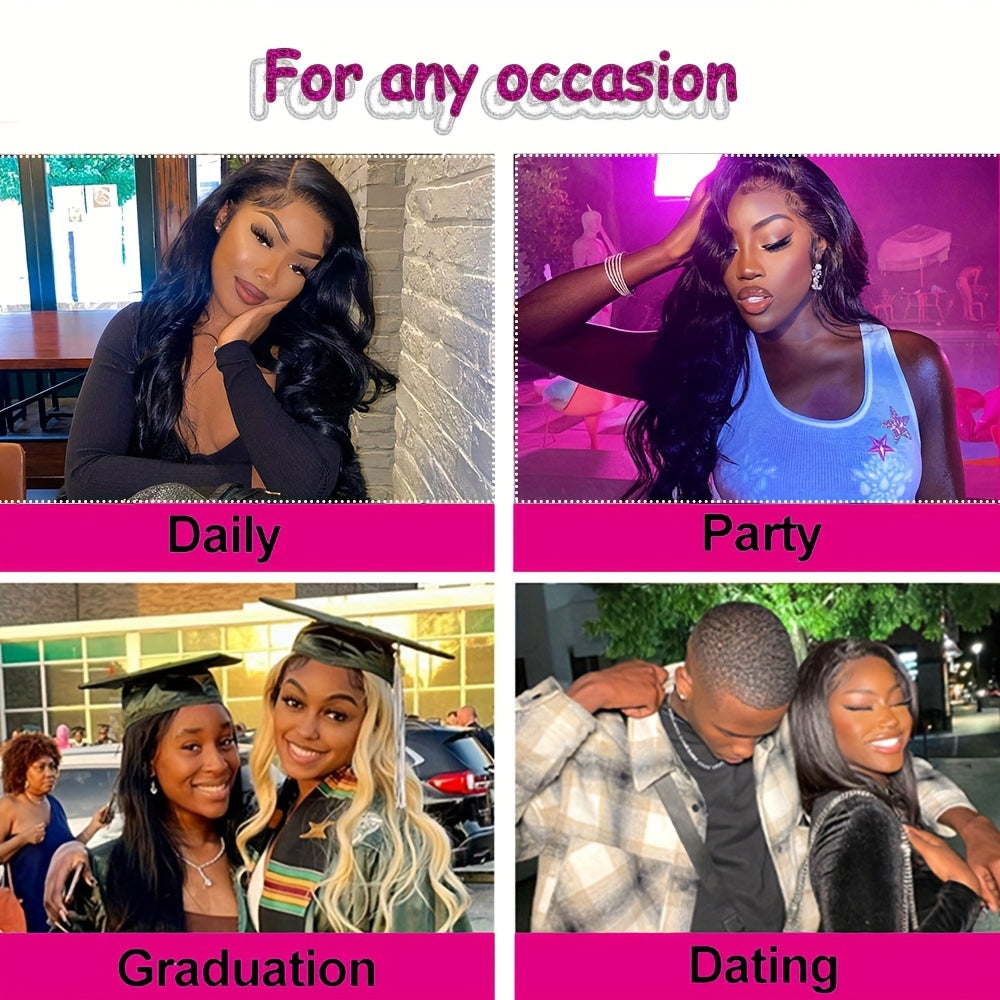 180% Density Human Hair Body Wave Wigs - Ultra-Realistic 13x6 Lace Front - Pre-Plucked, Glueless Design with Baby Hair - HD Transparent Lace Frontal - Luxurious Natural Black Color - Lena & Miles Exquisite Boutique LLC.