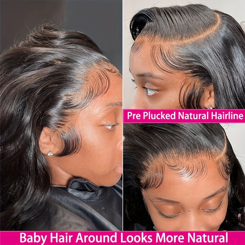 180% Density Human Hair Body Wave Wigs - Ultra-Realistic 13x6 Lace Front - Pre-Plucked, Glueless Design with Baby Hair - HD Transparent Lace Frontal - Luxurious Natural Black Color - Lena & Miles Exquisite Boutique LLC.