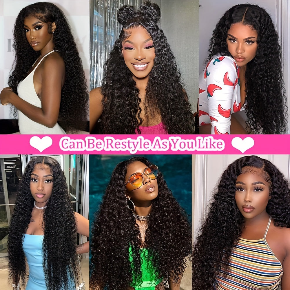 180% Density Glueless Wigs Human Hair Pre Cut Lace No Glue 5X5 HD Lace Closure Wigs Human Hair No Glue Deep Wave Lace Front Wigs Human Hair Wigs for Women Brazilian Virgin Hair - Lena & Miles Exquisite Boutique LLC.