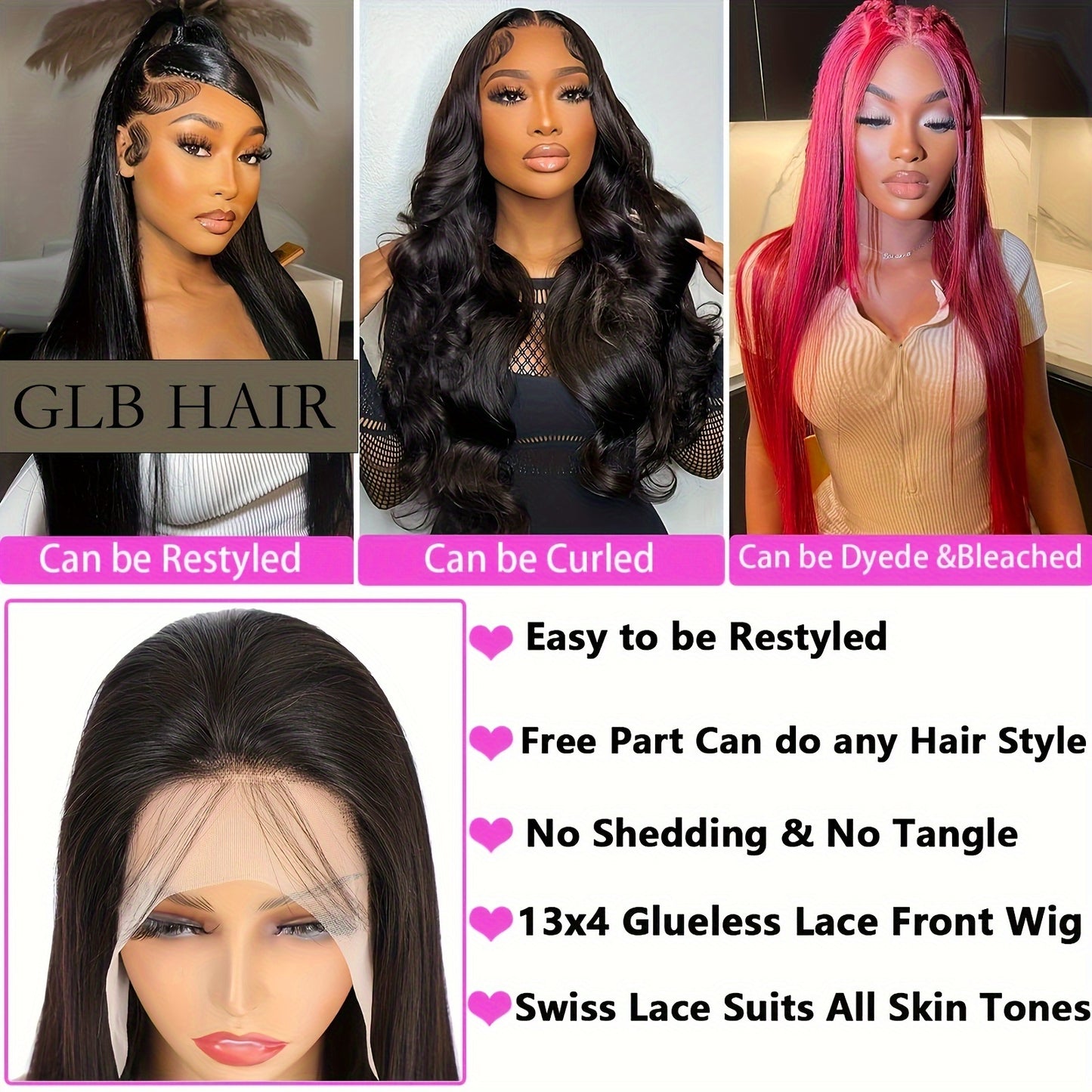 180% Density Virgin Human Hair Wigs - 13x4 Straight HD Lace Front, Pre-Plucked, Transparent Lace, Natural Black, For Women, Baby Hair Included - Effortless Glamour - Lena & Miles Exquisite Boutique LLC.