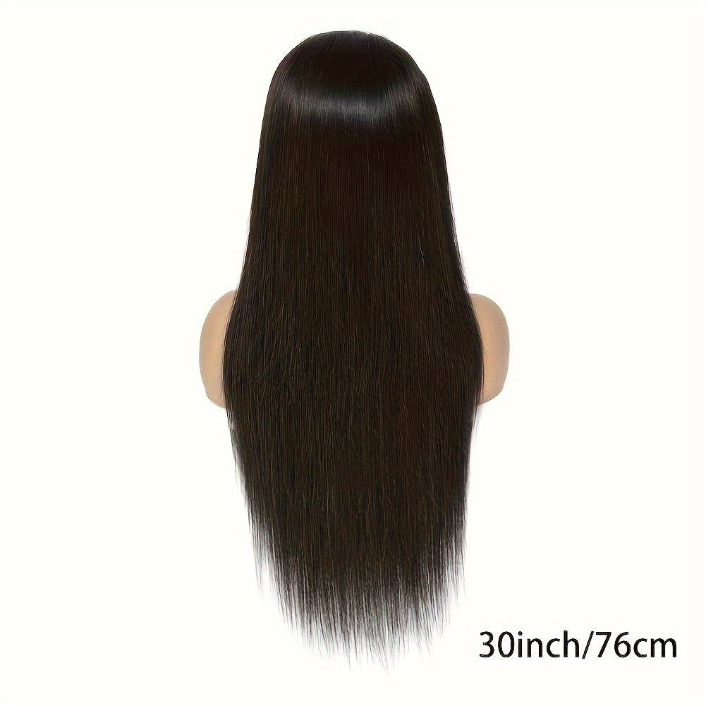 180% Density Virgin Human Hair Wigs - 13x4 Straight HD Lace Front, Pre-Plucked, Transparent Lace, Natural Black, For Women, Baby Hair Included - Effortless Glamour - Lena & Miles Exquisite Boutique LLC.