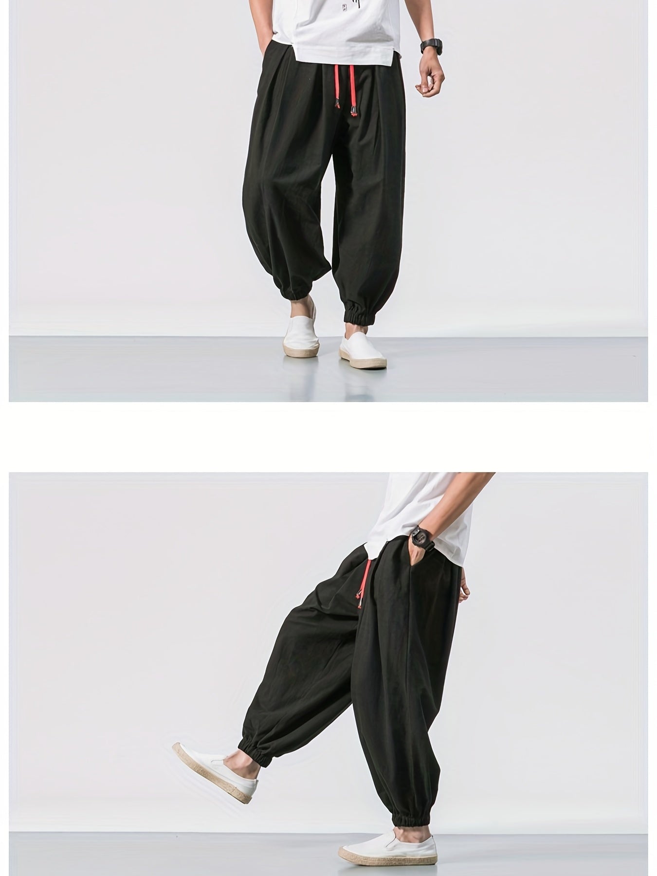 Men's Stylish Harem Cropped Pants, Casual - Lena & Miles Exquisite Boutique LLC.