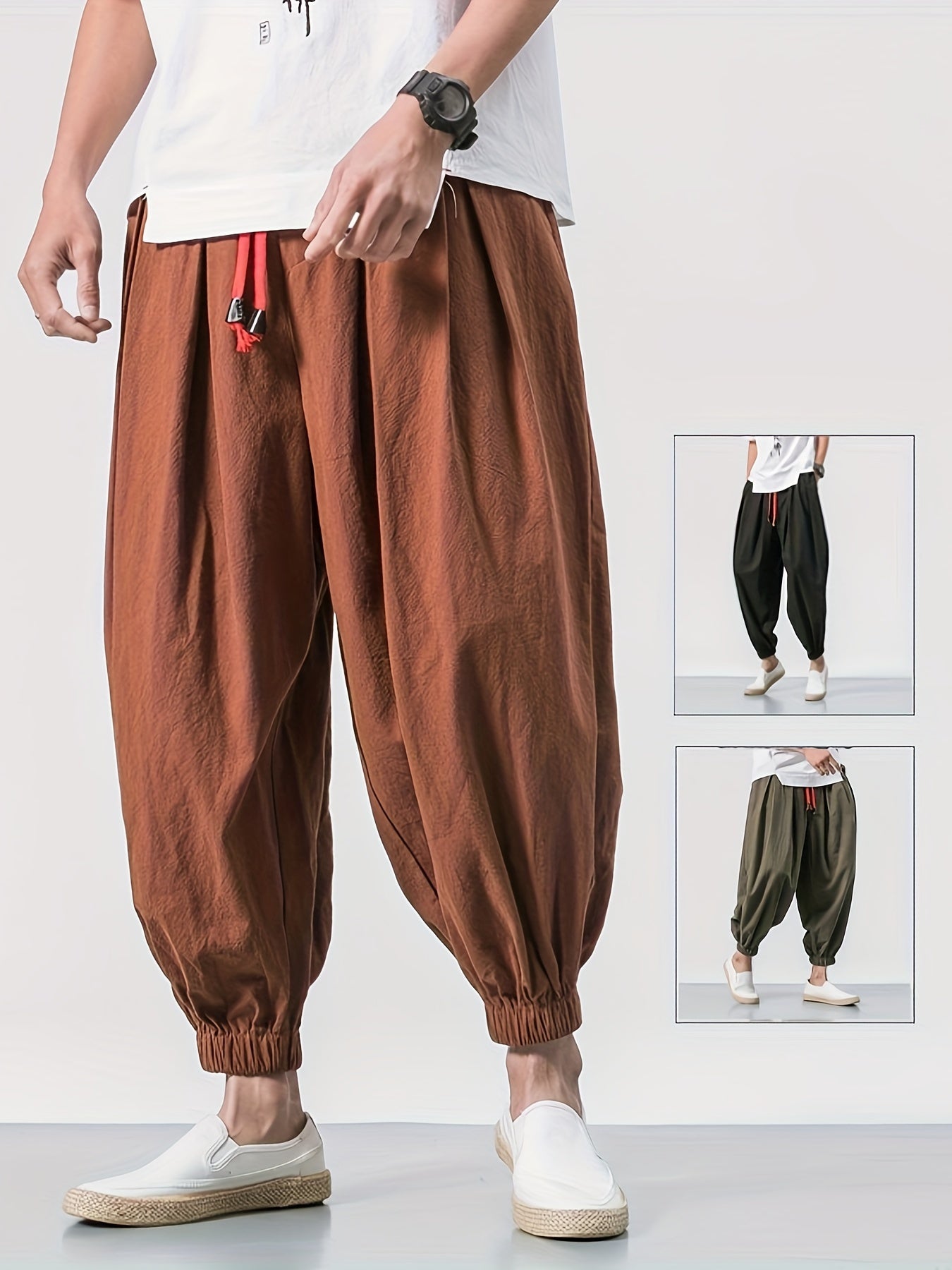 Men's Stylish Harem Cropped Pants, Casual - Lena & Miles Exquisite Boutique LLC.