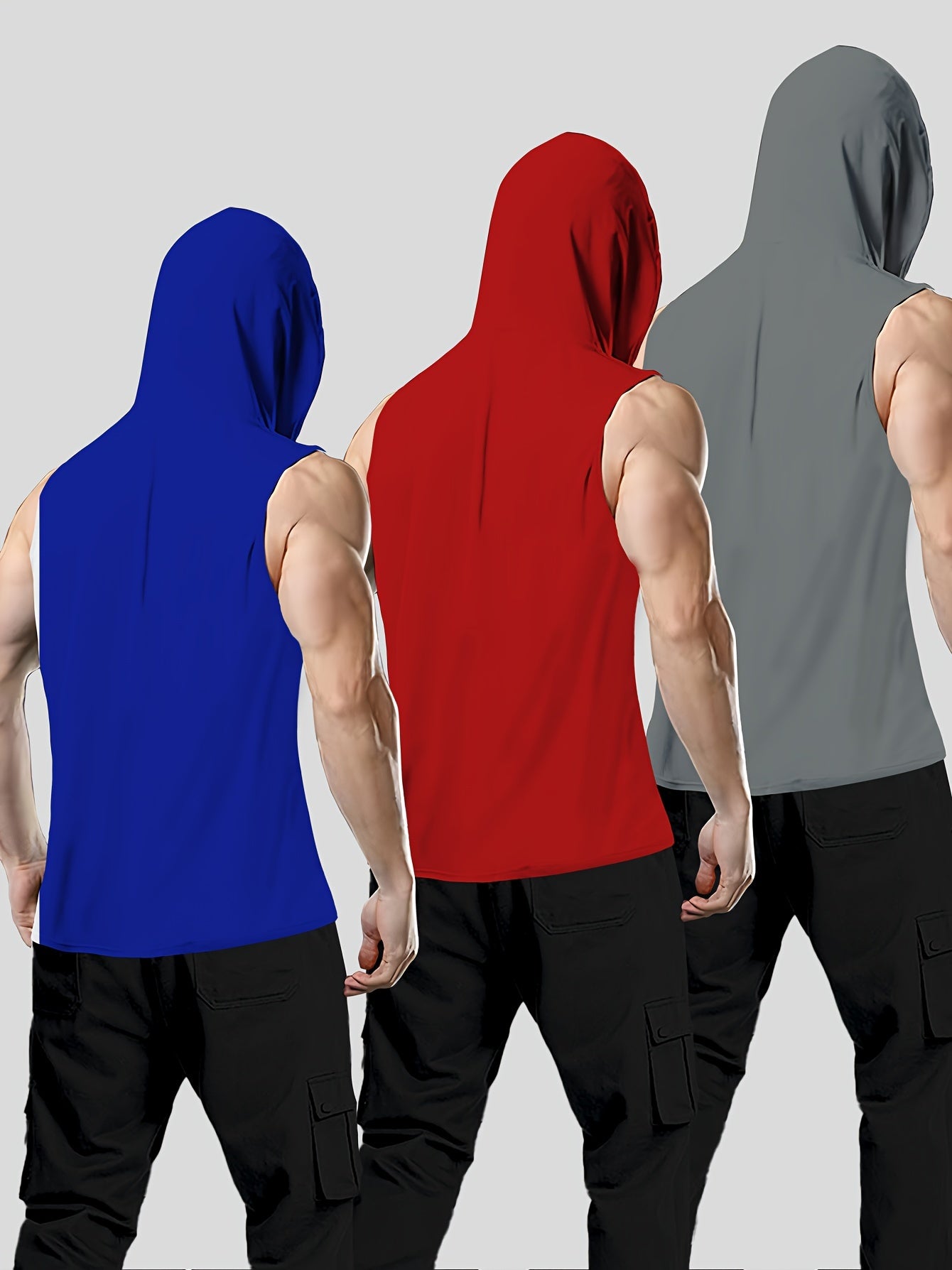 3Pcs Tanktop Set, Solid Men's Casual Comfy Vest Shirts For Summer, Men's Clothing Workout Vest Tshirt Top - Lena & Miles Exquisite Boutique LLC.