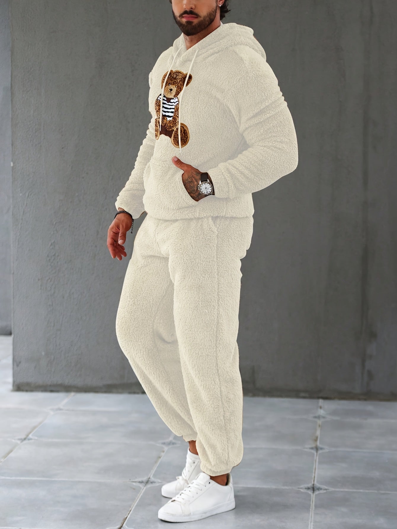 2Pcs Fuzzy Fleece Outfits for Men - Soft, Warm - Lena & Miles Exquisite Boutique LLC.