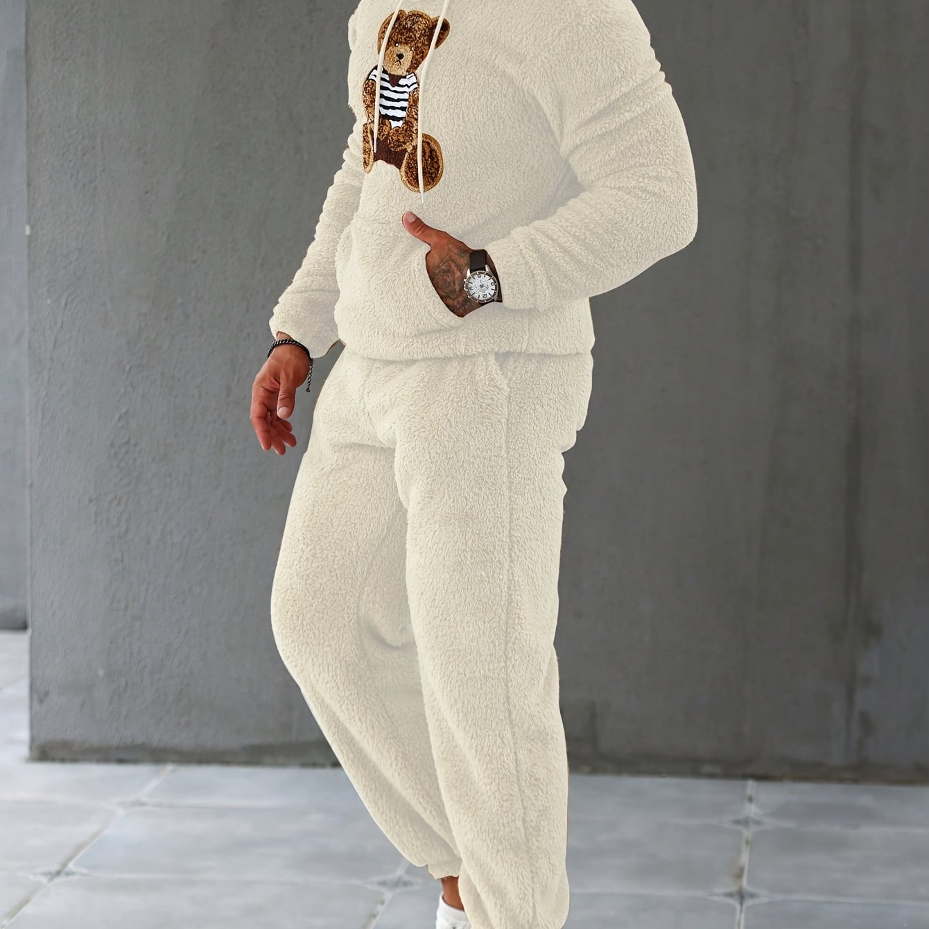 2Pcs Fuzzy Fleece Outfits for Men - Soft, Warm - Lena & Miles Exquisite Boutique LLC.