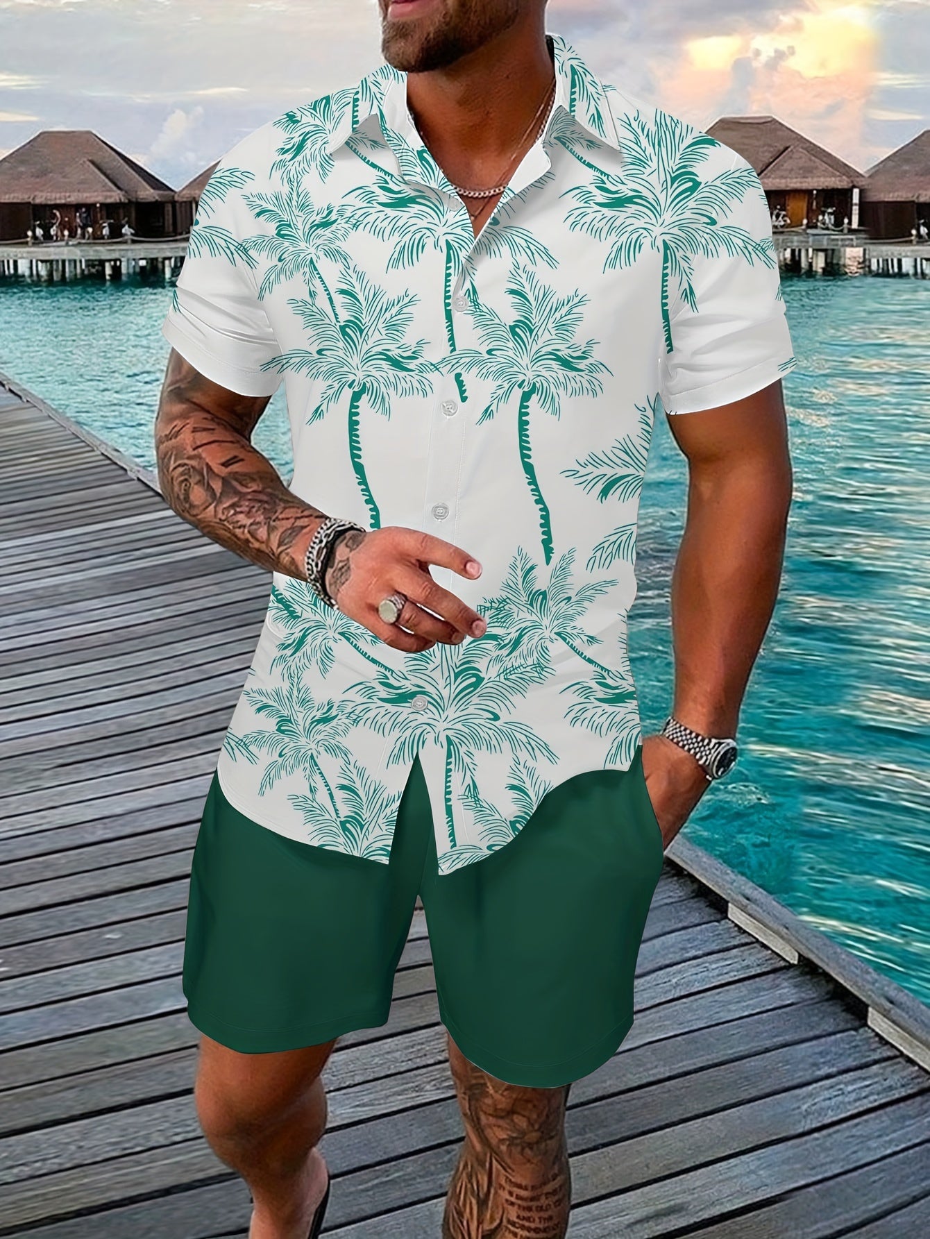 2pcs Men's Summer Leisure Set, Men - Lena & Miles Exquisite Boutique LLC.