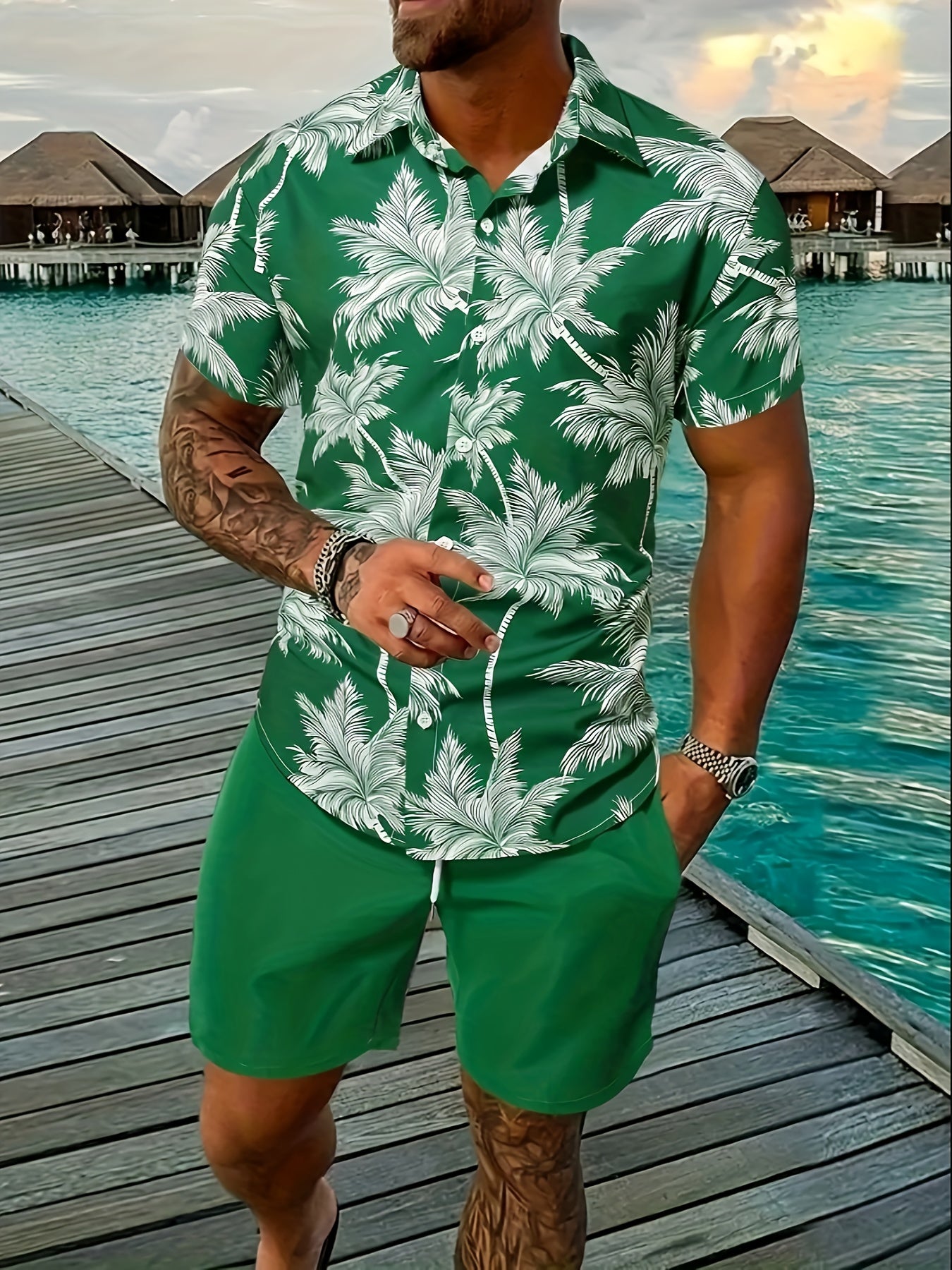 2pcs Men's Summer Leisure Set, Men - Lena & Miles Exquisite Boutique LLC.