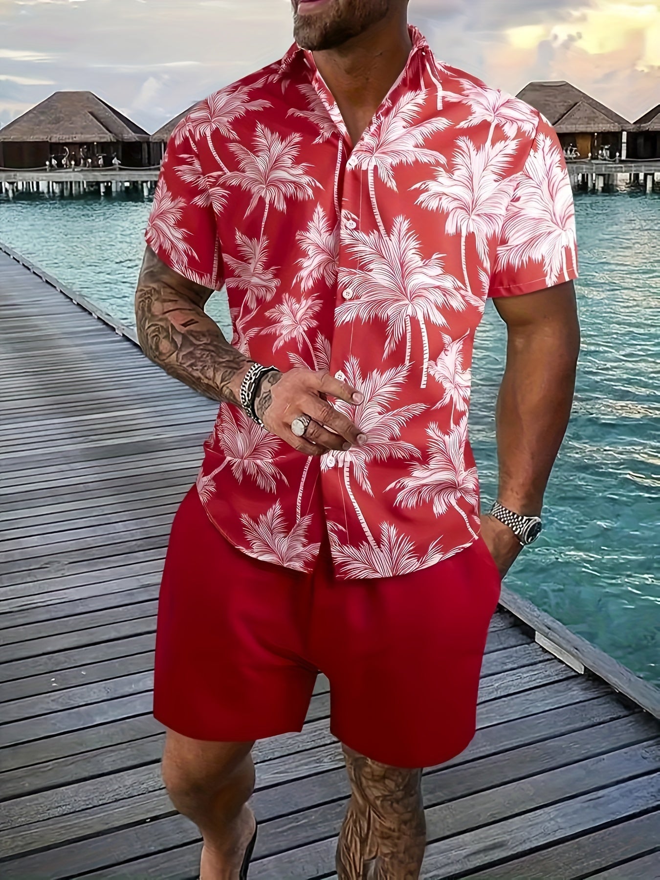 2pcs Men's Summer Leisure Set, Men - Lena & Miles Exquisite Boutique LLC.