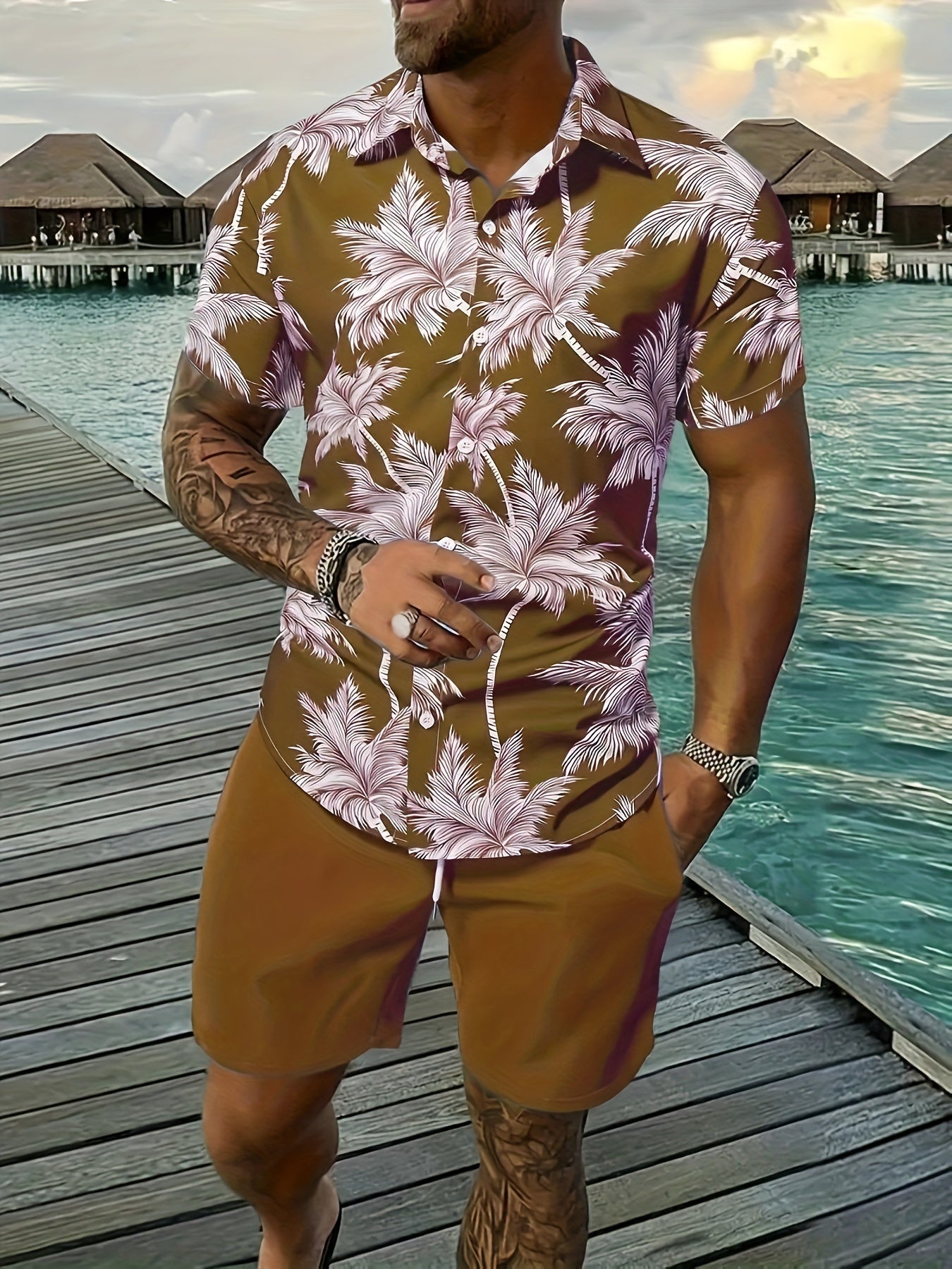 2pcs Men's Summer Leisure Set, Men - Lena & Miles Exquisite Boutique LLC.