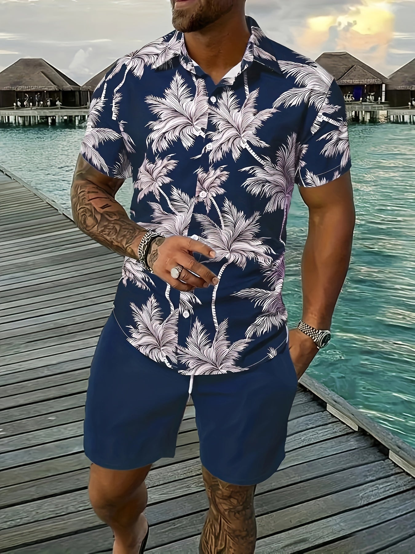 2pcs Men's Summer Leisure Set, Men - Lena & Miles Exquisite Boutique LLC.