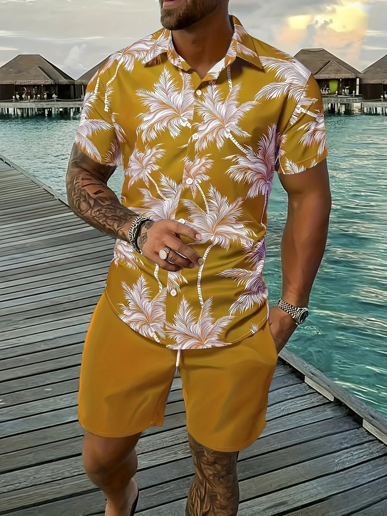 2pcs Men's Summer Leisure Set, Men - Lena & Miles Exquisite Boutique LLC.